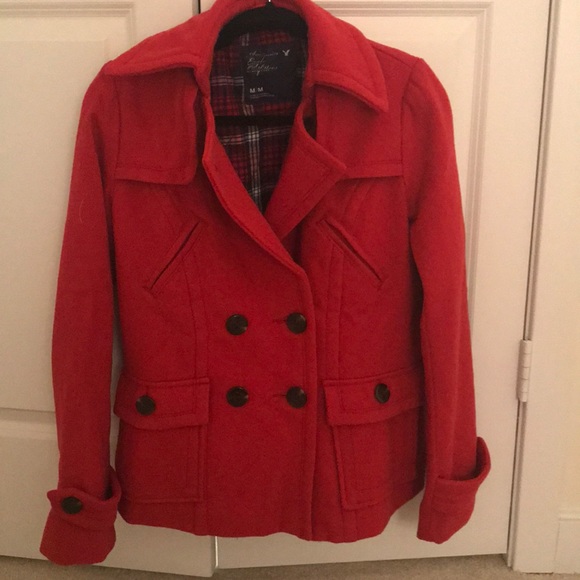 American eagle red pea coat! - Picture 1 of 4